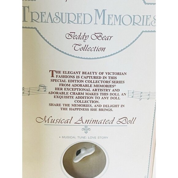 NOS Musical Victorian Teddy Bear Doll Plush Toy Animated Wind Up Love Story - Picture 11 of 16